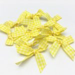 Bows For Wedding Decorations 100pcs Yellow Color Gingham Ribbon Tail Bows For Wedding Invites Decorations Cardmaking Embellishments Diy Ties Crafts bows for wedding decorations|guidedecor.com