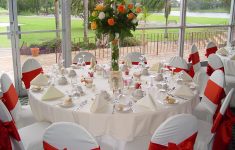 Bows For Wedding Decorations Wedding Table Decorations Plus Cover White Chairs With Red Bows And White Tablecloth Then Neatly Stacked Tableware Also Is Added In The Middle Of The Centerpieces Flowers bows for wedding decorations|guidedecor.com