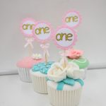Cute Wedding Cupcake Decorations Number One Cupcake Toppers With Pink Bow Gold 1st Birthday Cake