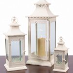 Decorative Lanterns for Weddings Centerpieces Set Of 3 Cream Lantern Decorative Cottage Style Pillar Candle
