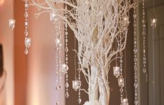 Decorative Twigs For Weddings All White Tree Wedding Decor With Crystal Garlands For Winter Wonderland Wedding Theme decorative twigs for weddings|guidedecor.com