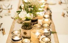 Diy Table Decorations Wedding Military Winter Wedding Devils Thumb Ranch Diy Table Center Pieces Mason Jars Candles Assorted Sizes Romantic Warm Lighting diy table decorations wedding|guidedecor.com