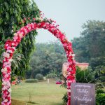 Entrance Decoration Ideas For Wedding Wedding Decor Entry With Floral Arch And Couple Name On Wooden Signage Board Tulika Prabhjot Real Wedding entrance decoration ideas for wedding|guidedecor.com