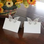 Inexpensive Recycled Wedding Decorations ideas to make 50pcs Laser Cut Butterfly Table Name Place Guest Card Recycled Paper