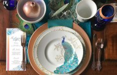 Peacock Wedding Décor that Will Blow Your Mind Peacock Wedding Table Setting Ideas With Copper Teal And Cobalt Blue