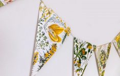 Wedding Bunting Decorations Yellow Botanical Bunting Flower Garland Wedding Pennants Yellow Flowers Eco Friendly Paper Bunting Up Cycled Wedding Decorations wedding bunting decorations|guidedecor.com