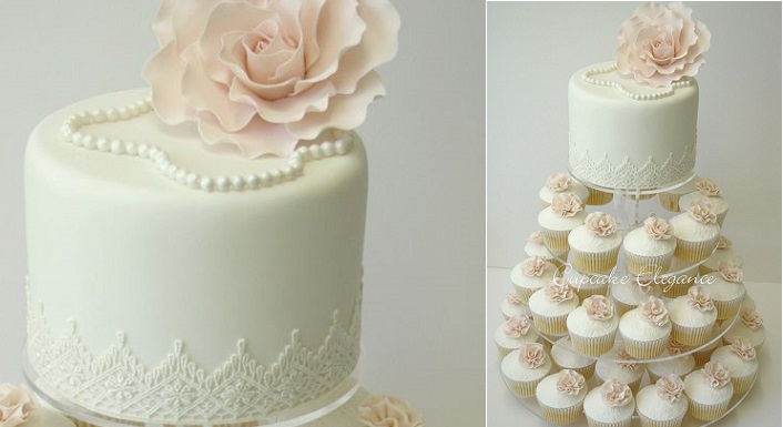 Wedding Cake Pearl Decorations Vintage Pearl Wedding Cupcakes By Cupcake Elegance wedding cake pearl decorations|guidedecor.com