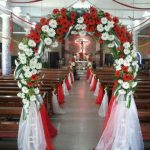 Wedding Church Decor Red Andwhite Arch wedding church decor|guidedecor.com